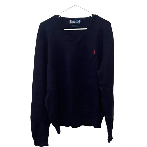Polo by Ralph Lauren navy blue vintage 100% lamb wool - Picture 1 of 3